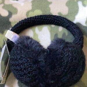 Cozy Black Knit Earmuffs headphones wired